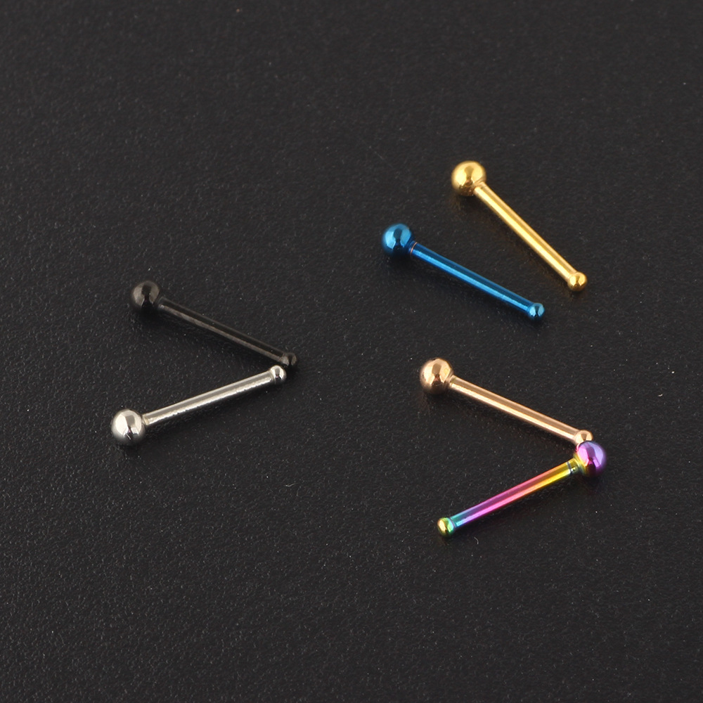 Rose Gold Geometric Nose Stud, 316L Surgical Steel Invisible Nose Ring, Ear Stud, Straight & Curved Rod Nose Studs Wholesale - Image 3