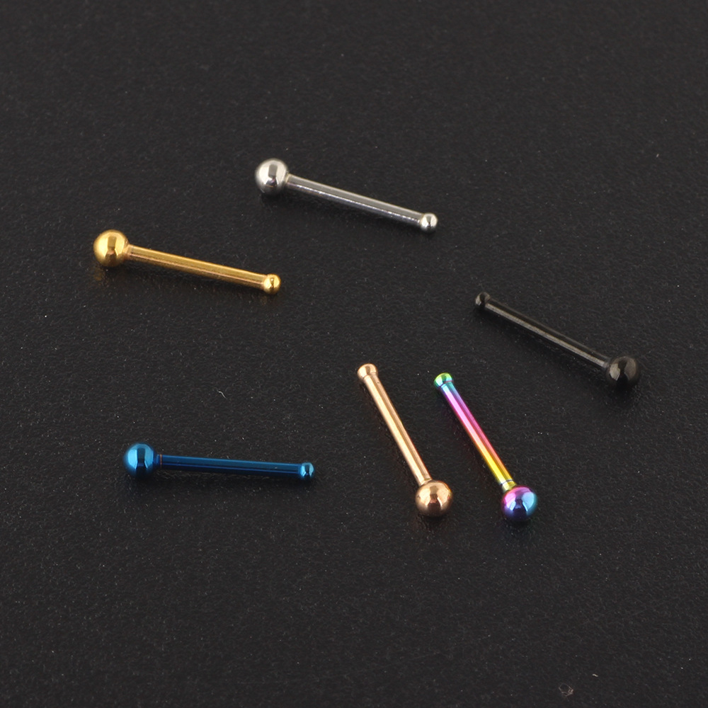 Rose Gold Geometric Nose Stud, 316L Surgical Steel Invisible Nose Ring, Ear Stud, Straight & Curved Rod Nose Studs Wholesale - Image 5