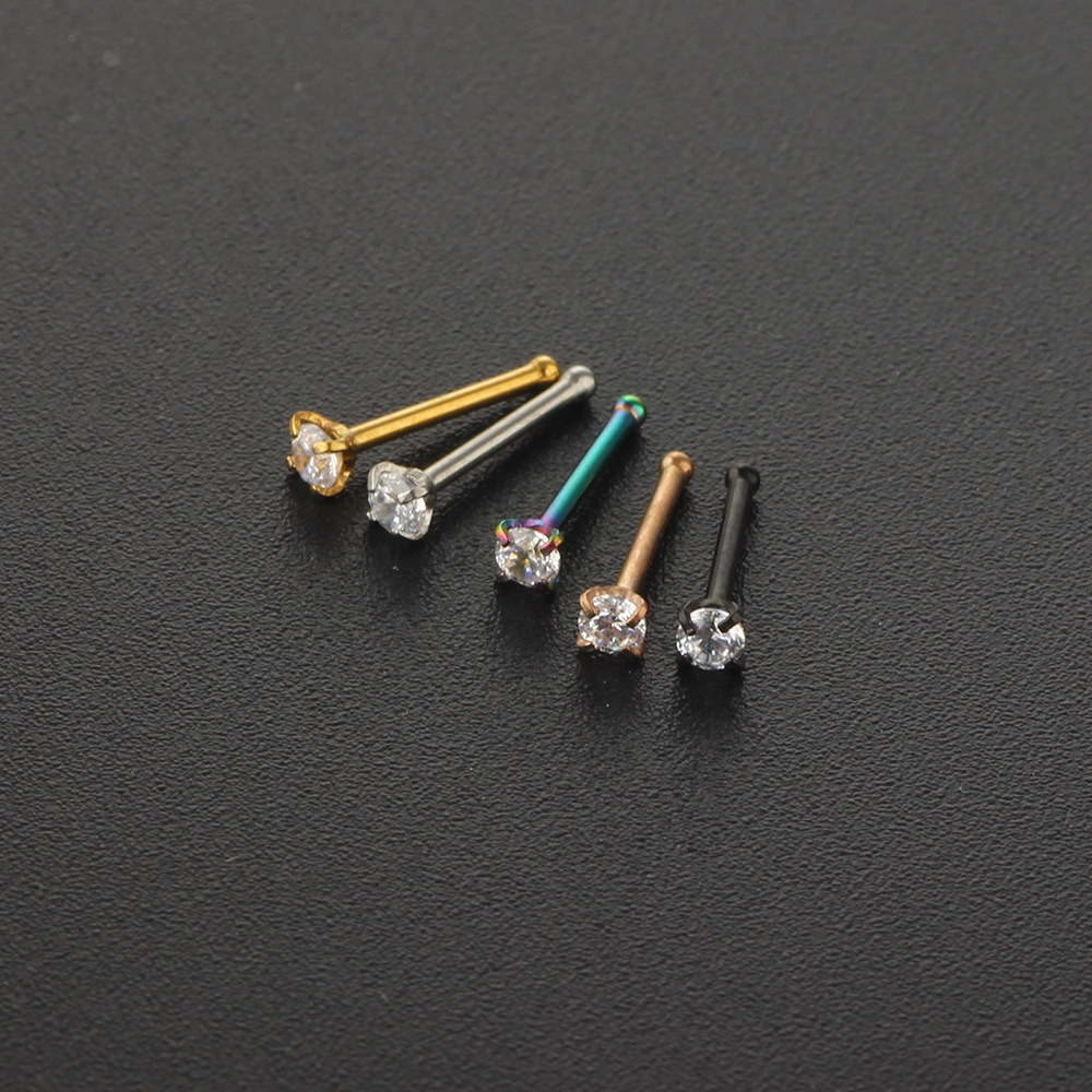Rose Gold Nose Stud 18G Surgical Steel Straight/Curved Nose Pin for Women Earring Body Jewelry - Image 5