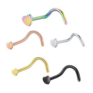 European American Nose Nail Medical Heart Shape Nose Ring Ear Nail Straight Curved Rod Wholesale