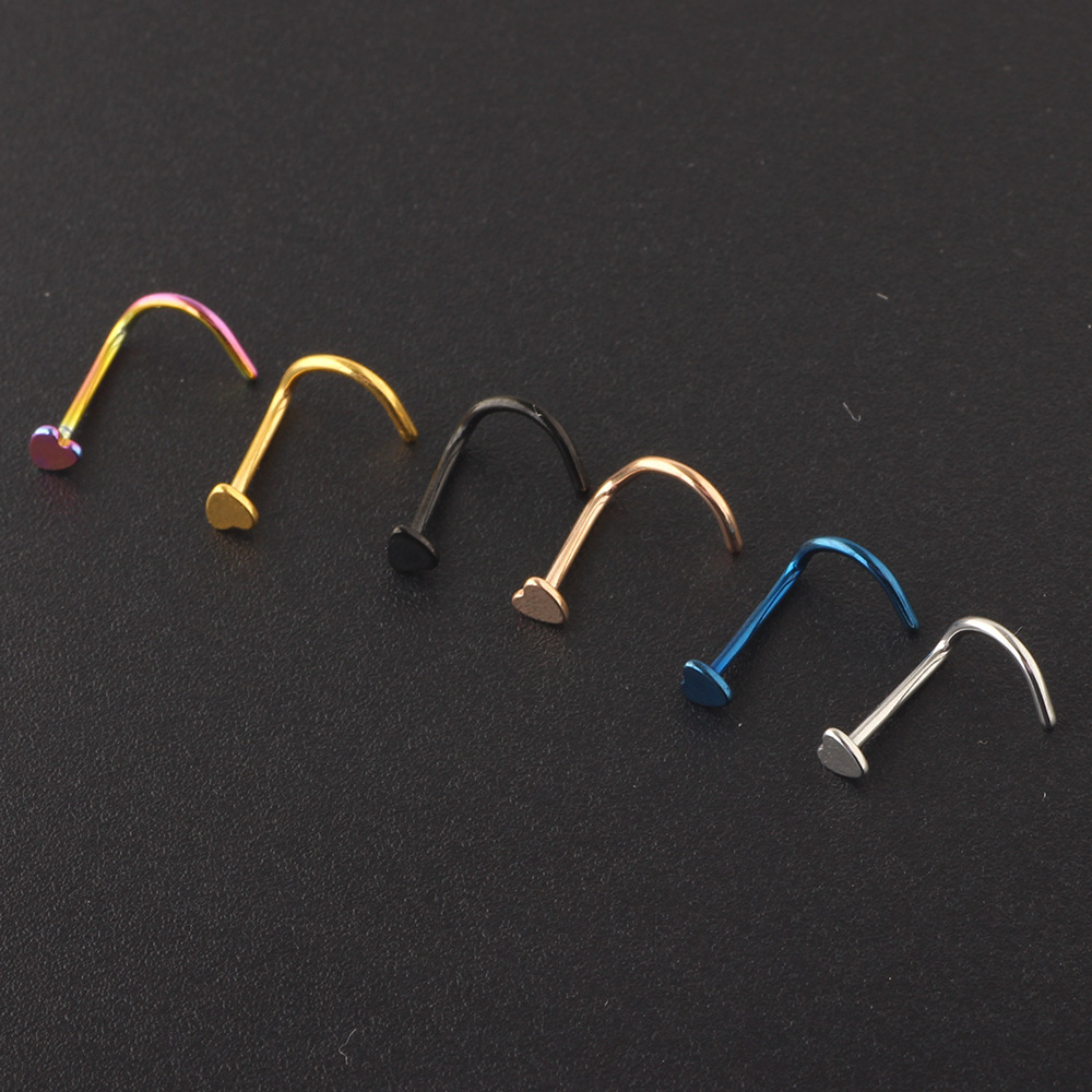 European American Nose Nail Medical Heart Shape Nose Ring Ear Nail Straight Curved Rod Wholesale - Image 3