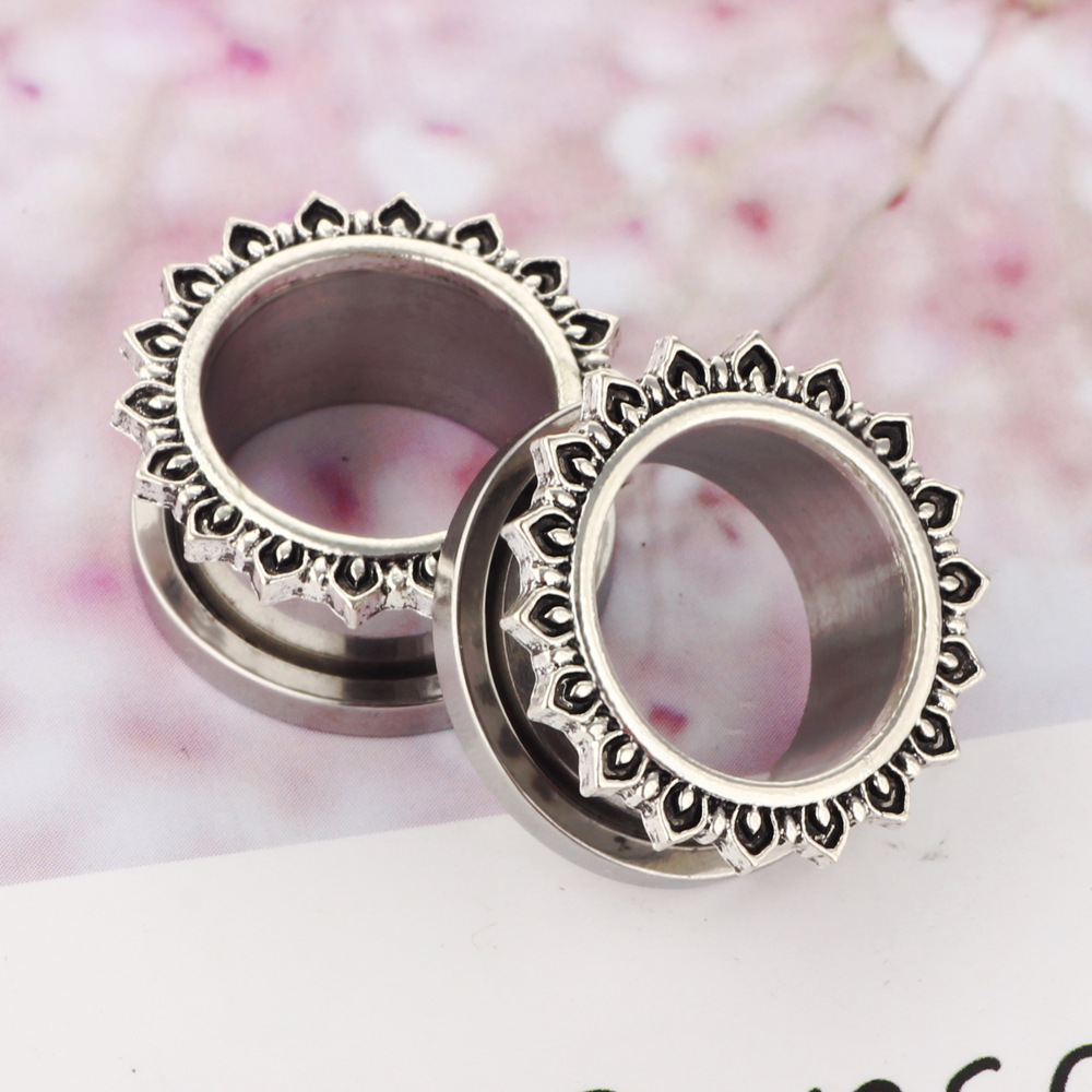 Rose Gold 16G Ear Expander Taper Stainless Steel Pulley Line Ear Stretcher Simple Geometric Body Jewelry - Image 4