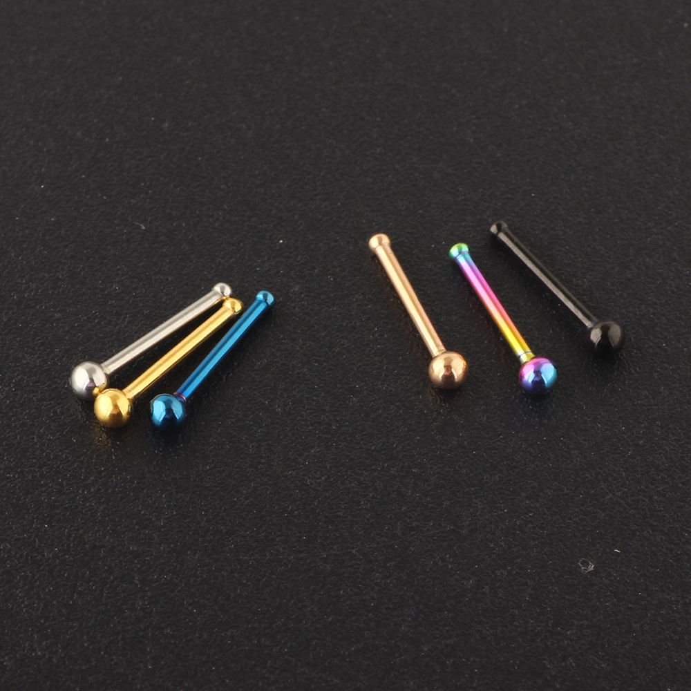 Rose Gold Geometric Nose Stud, 316L Surgical Steel Invisible Nose Ring, Ear Stud, Straight & Curved Rod Nose Studs Wholesale - Image 4
