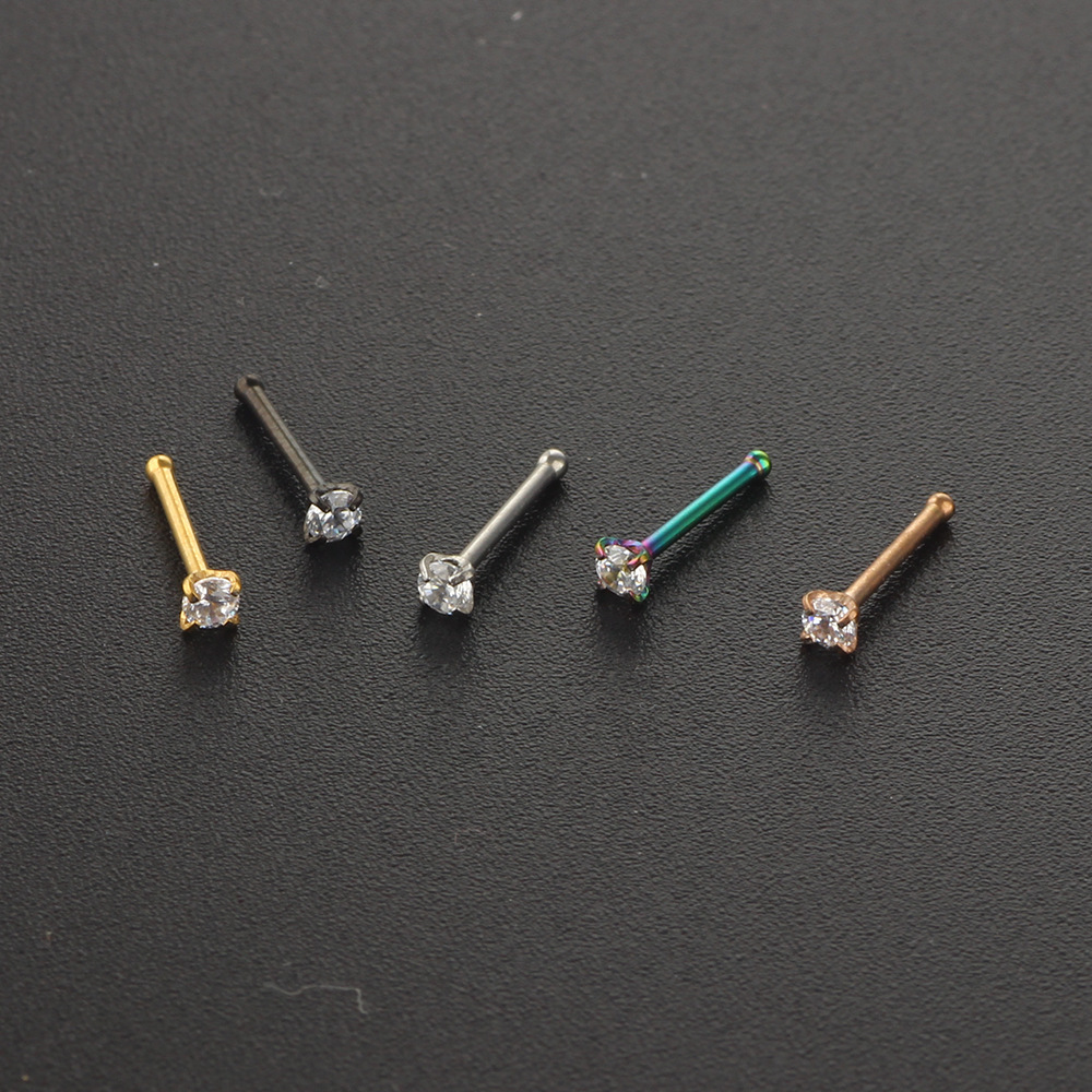 Rose Gold Nose Stud 18G Surgical Steel Straight/Curved Nose Pin for Women Earring Body Jewelry - Image 3
