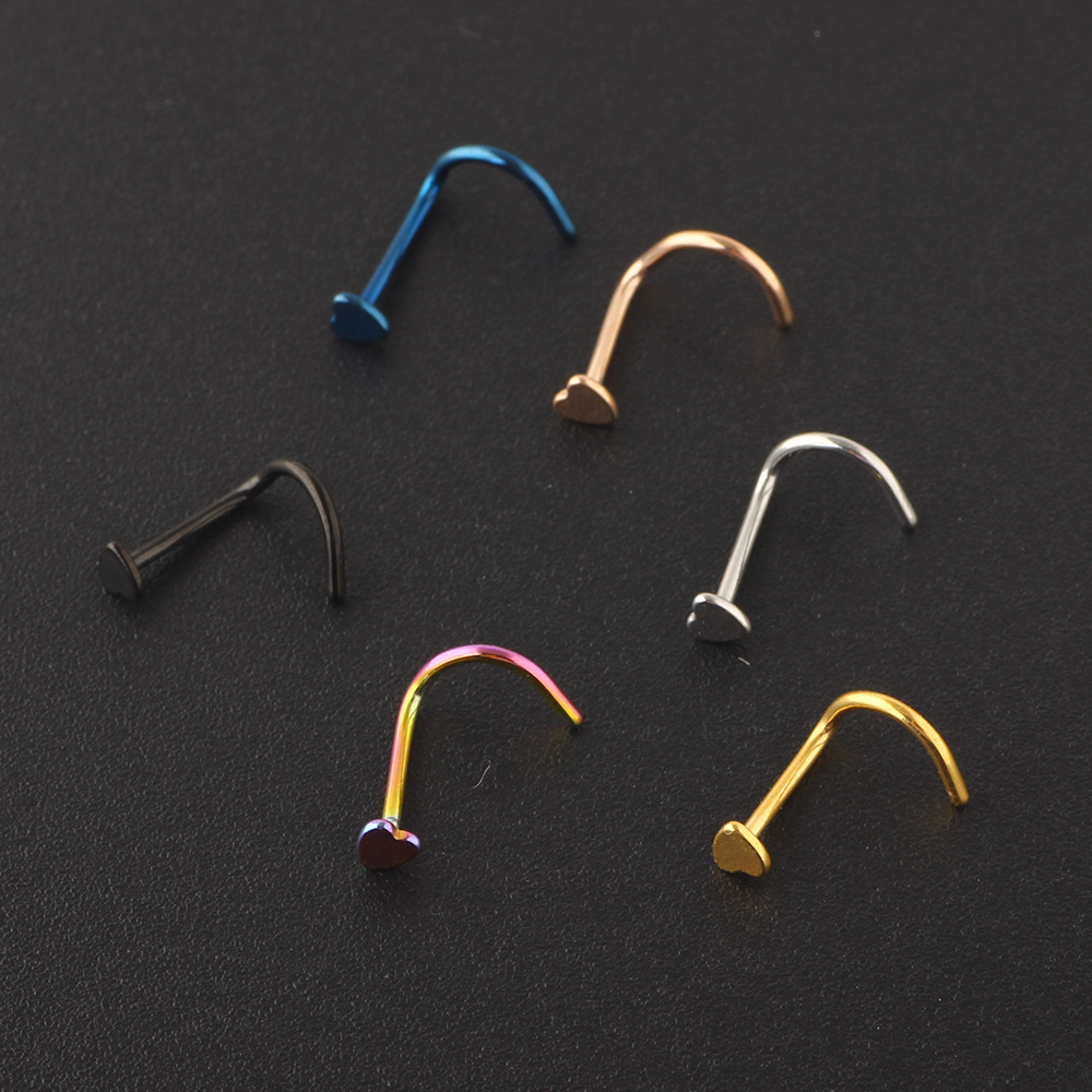 European American Nose Nail Medical Heart Shape Nose Ring Ear Nail Straight Curved Rod Wholesale - Image 5