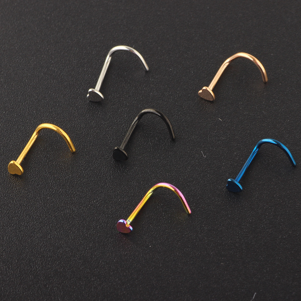 European American Nose Nail Medical Heart Shape Nose Ring Ear Nail Straight Curved Rod Wholesale - Image 4