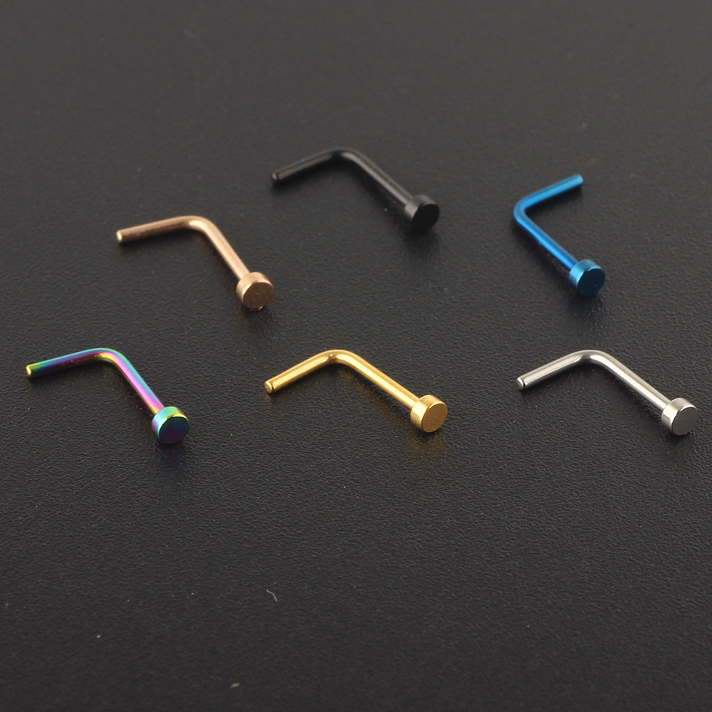 Rose Gold L-Shaped Nose Stud 20G Geometric Surgical Steel Nose Ring Cartilage Earring Straight Curved Nose Jewelry Wholesale - Image 4