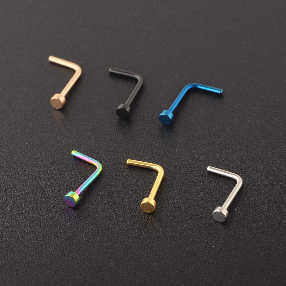 Rose Gold L-Shaped Nose Stud 20G Geometric Surgical Steel Nose Ring Cartilage Earring Straight Curved Nose Jewelry Wholesale - Image 2