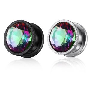 Stainless Steel Sand Pressure Zircon Ear Expander Plug Ear Stretcher Taper Human Body Piercing Jewelry Pulley Ear Expander Ear
