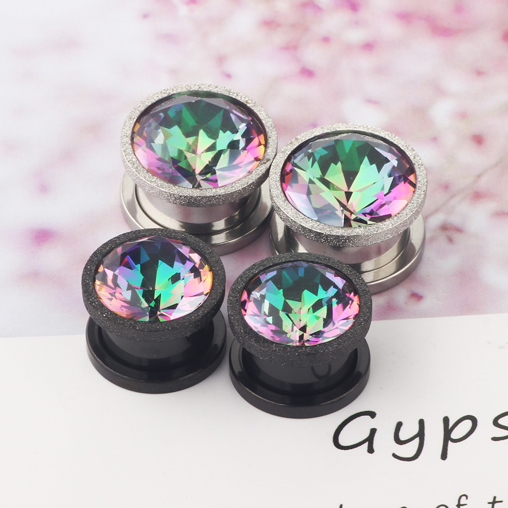 Stainless Steel Sand Pressure Zircon Ear Expander Plug Ear Stretcher Taper Human Body Piercing Jewelry Pulley Ear Expander Ear - Image 4