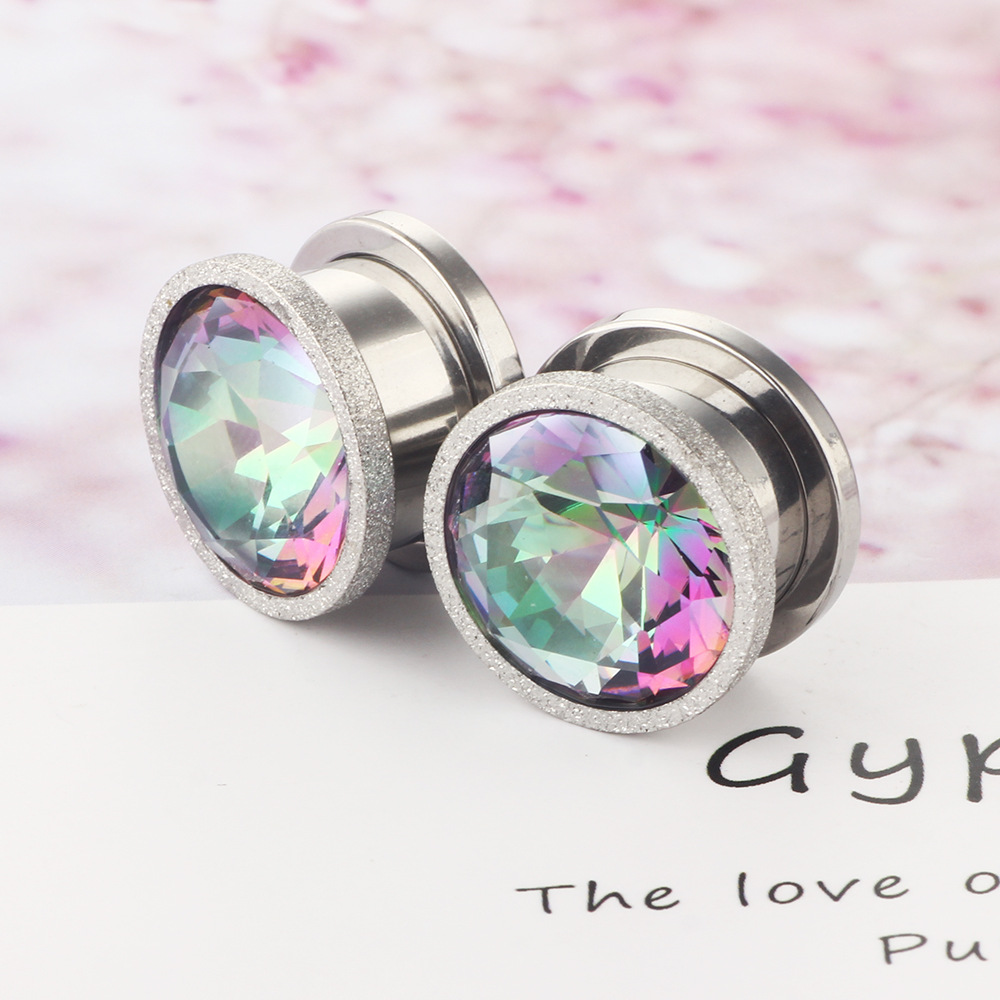 Stainless Steel Sand Pressure Zircon Ear Expander Plug Ear Stretcher Taper Human Body Piercing Jewelry Pulley Ear Expander Ear - Image 2