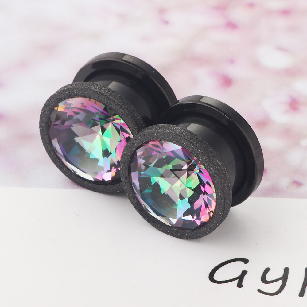 Stainless Steel Sand Pressure Zircon Ear Expander Plug Ear Stretcher Taper Human Body Piercing Jewelry Pulley Ear Expander Ear - Image 3