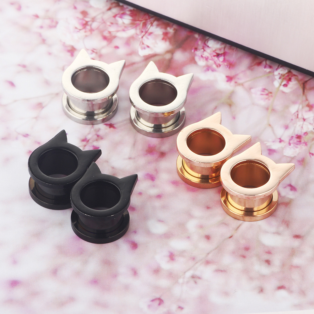Rose Gold 16mm Stainless Steel Bat Shape Ear Expander Fashion Trendy Men's Women Earrings - Image 5