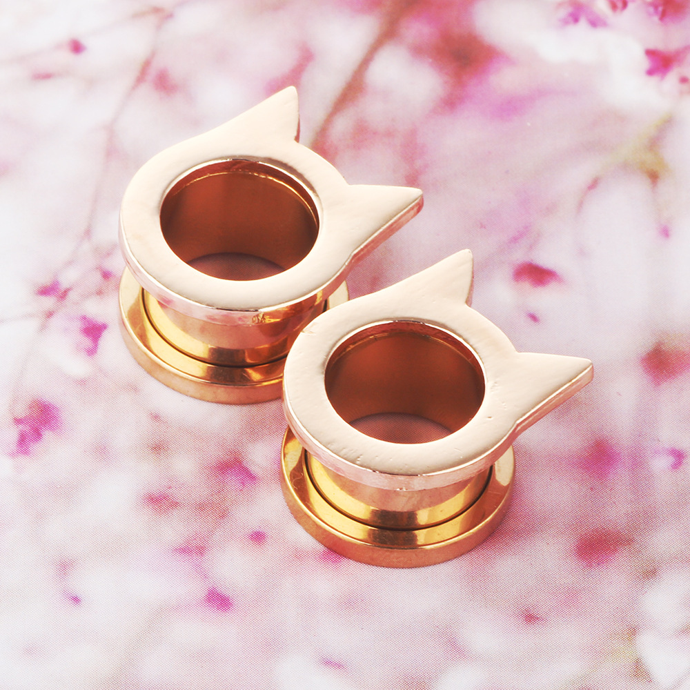 Rose Gold 16mm Stainless Steel Bat Shape Ear Expander Fashion Trendy Men's Women Earrings - Image 4