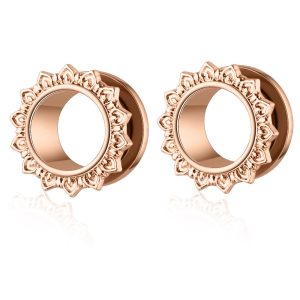 Stainless Steel Ear Stretcher Tunnels Nine Lace Ear Plug Expander 16mm Silver