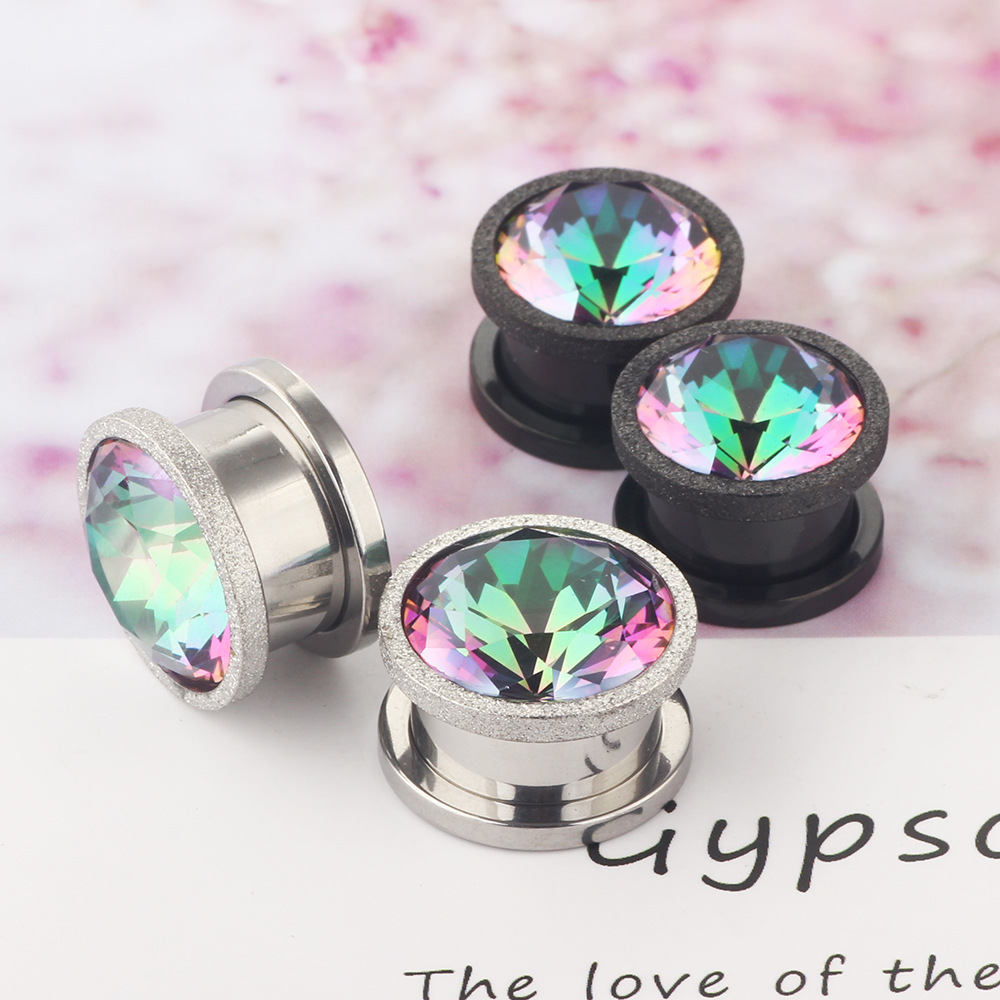 Stainless Steel Sand Pressure Zircon Ear Expander Plug Ear Stretcher Taper Human Body Piercing Jewelry Pulley Ear Expander Ear - Image 5