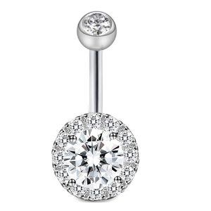 Rose Gold Geometric CZ Navel Ring Dangle Belly Button Piercing Jewelry Stainless Steel