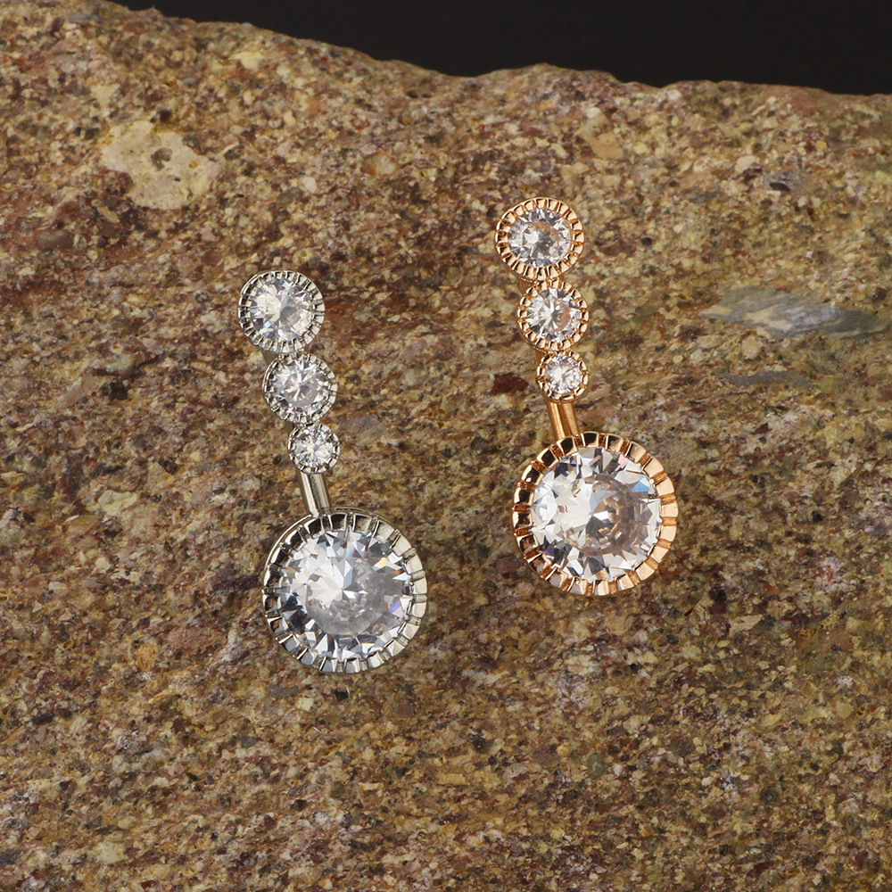 European-American Style Simple Copper Zircon Navel Ring Body Piercing Belly Button Ring - Image 3