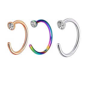 C-Shaped Stainless Steel Rhinestone Nose Ring - Diamond Nose Nail False Nose Jewelry