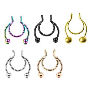 8/10mm C-Shaped Antler Stainless Steel Nose Ring Nose Nail for Human Body Piercing Jewelry