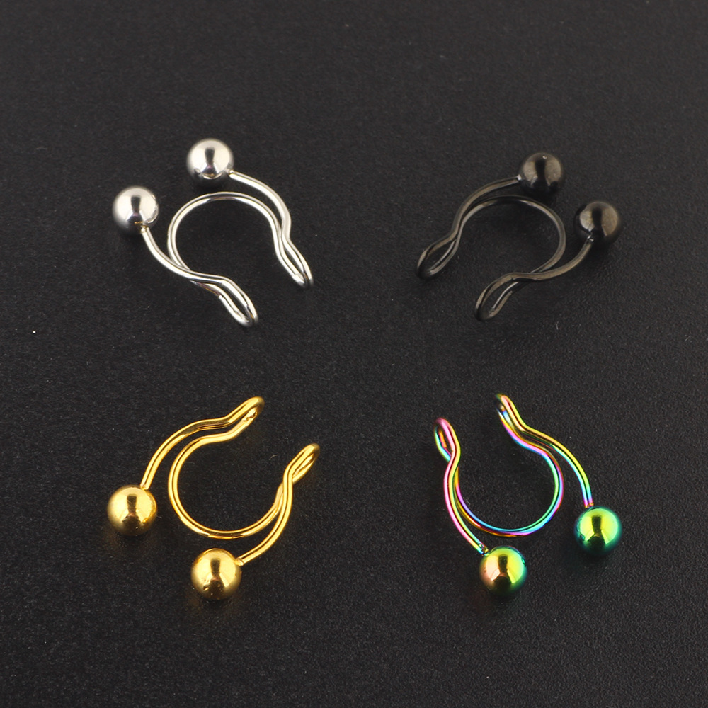 8/10mm C-Shaped Antler Stainless Steel Nose Ring Nose Nail for Human Body Piercing Jewelry - Image 2