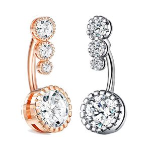 European-American Style Simple Copper Zircon Navel Ring Body Piercing Belly Button Ring