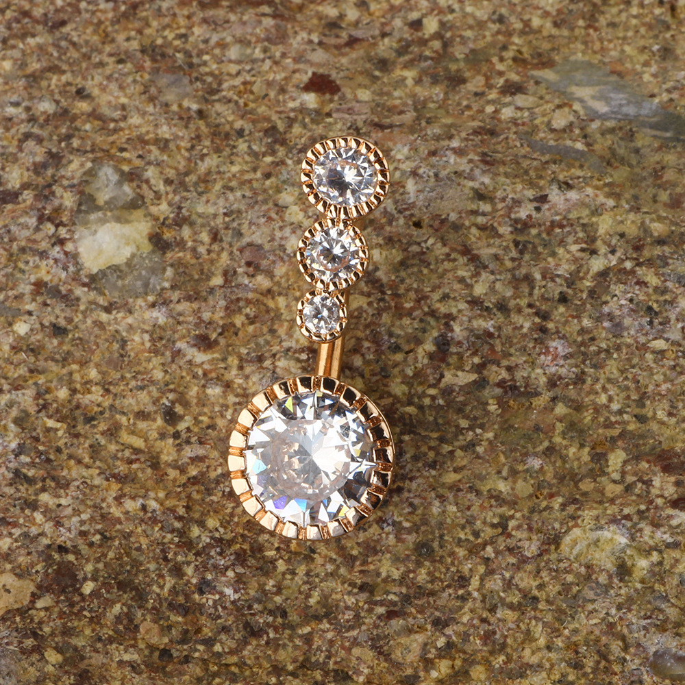 European-American Style Simple Copper Zircon Navel Ring Body Piercing Belly Button Ring - Image 4
