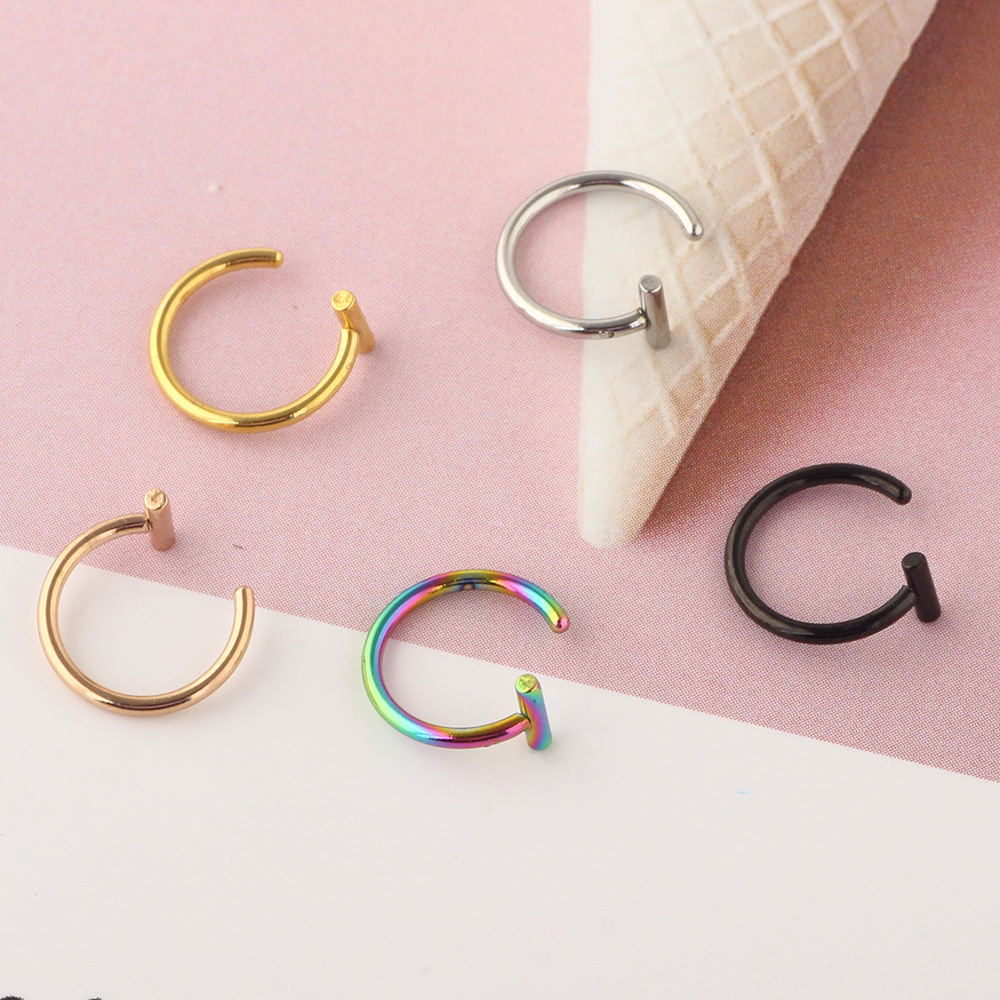 Wholesale Titanium Steel C-Shaped Nose Ring - Ultra Fine 316L Surgical Steel Angled Nose Nail Jewelry - Image 5
