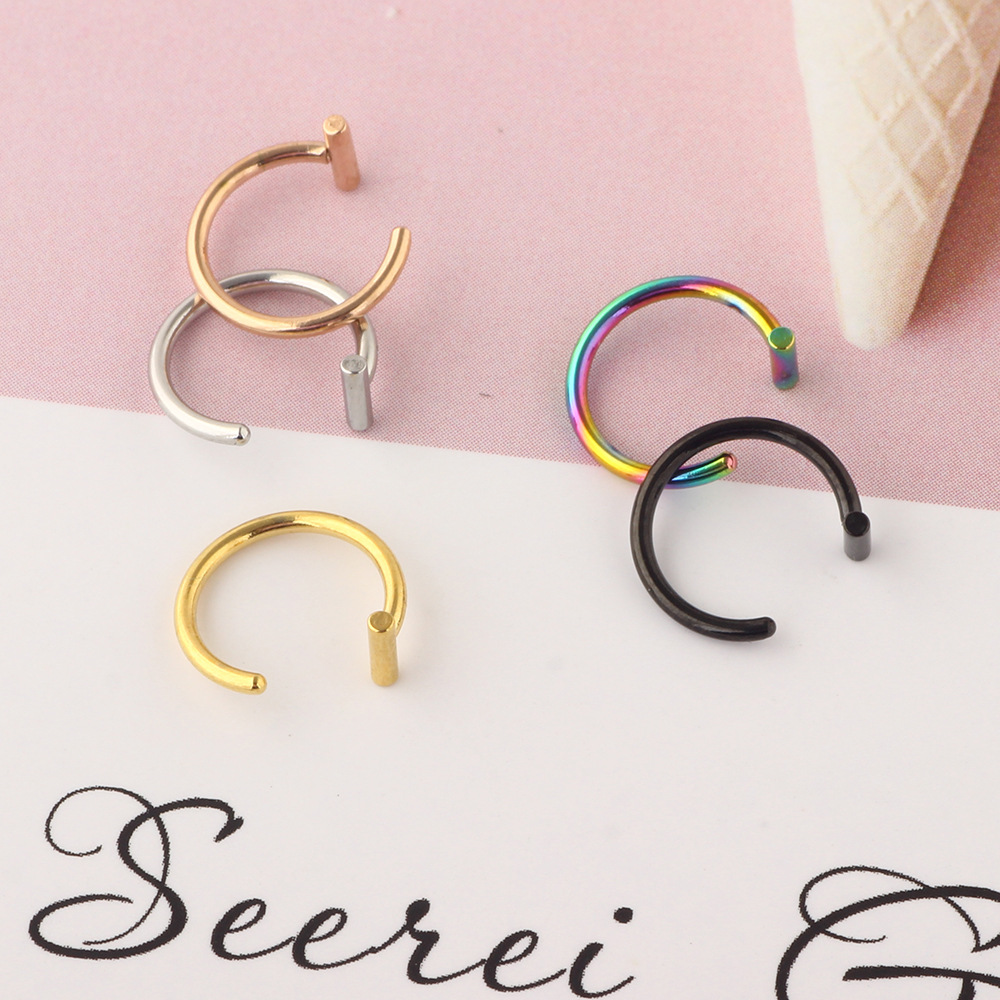 Wholesale Titanium Steel C-Shaped Nose Ring - Ultra Fine 316L Surgical Steel Angled Nose Nail Jewelry - Image 4