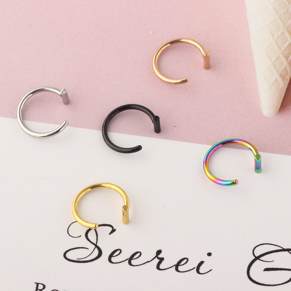 Wholesale Titanium Steel C-Shaped Nose Ring - Ultra Fine 316L Surgical Steel Angled Nose Nail Jewelry - Image 3