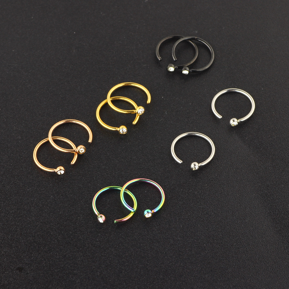 Rose Gold C-Shaped Stainless Steel Rhinestone Nose Ring Diamond Fake Nose Piercing Jewelry - Image 4