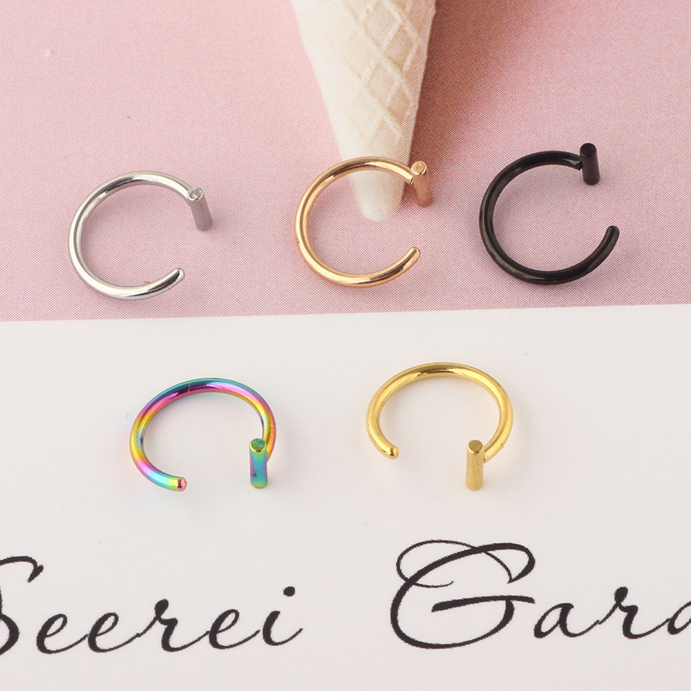 Wholesale Titanium Steel C-Shaped Nose Ring - Ultra Fine 316L Surgical Steel Angled Nose Nail Jewelry - Image 2