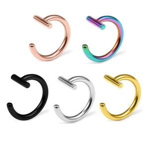 Wholesale Titanium Steel C-Shaped Nose Ring - Ultra Fine 316L Surgical Steel Angled Nose Nail Jewelry