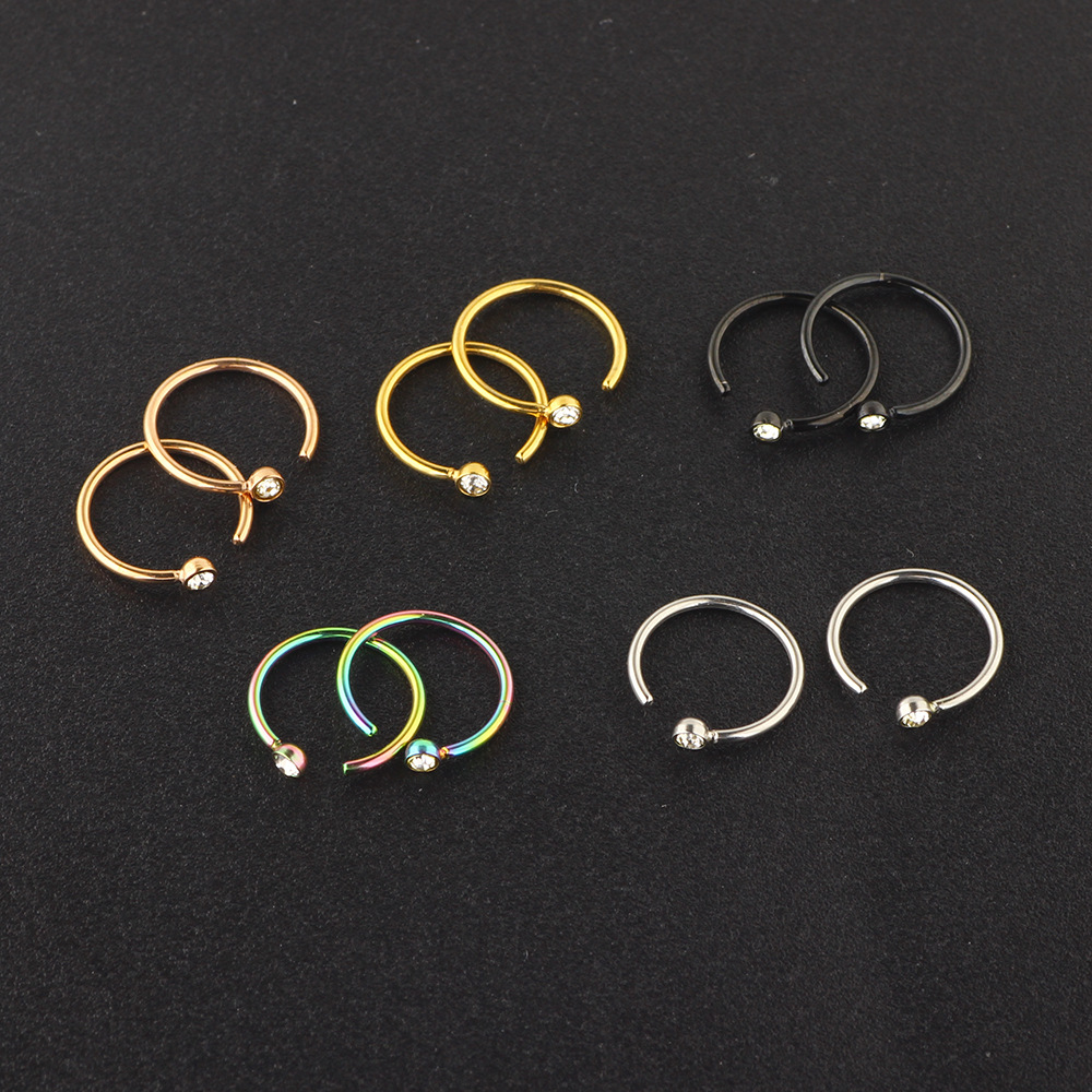 Rose Gold C-Shaped Stainless Steel Rhinestone Nose Ring Diamond Fake Nose Piercing Jewelry - Image 3