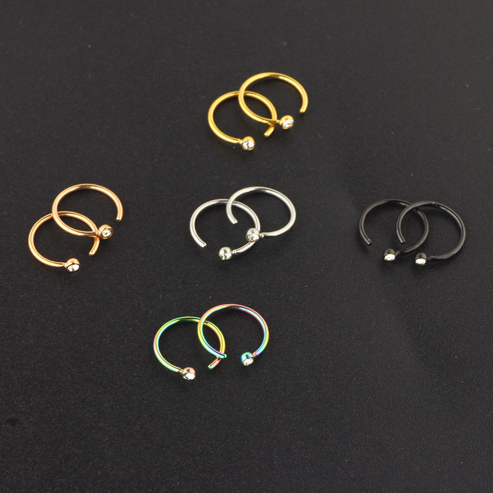Rose Gold C-Shaped Stainless Steel Rhinestone Nose Ring Diamond Fake Nose Piercing Jewelry - Image 5