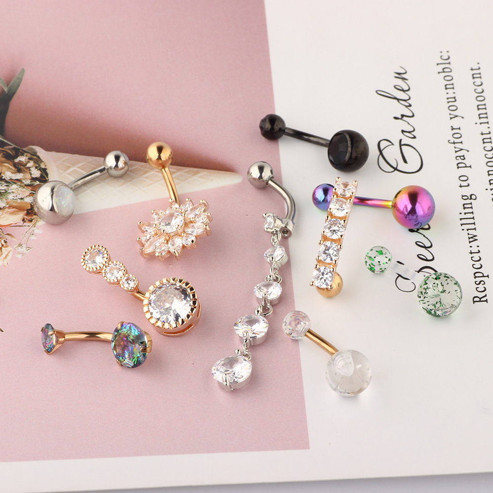 10 Piece Belly Button Ring Set Seashell Pearl Charm Dangle Umbilical Jewelry - Image 5