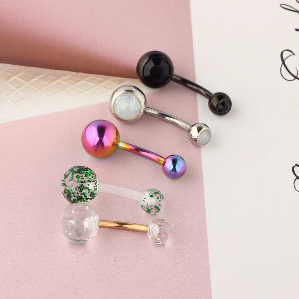 10 Piece Belly Button Ring Set Seashell Pearl Charm Dangle Umbilical Jewelry - Image 3