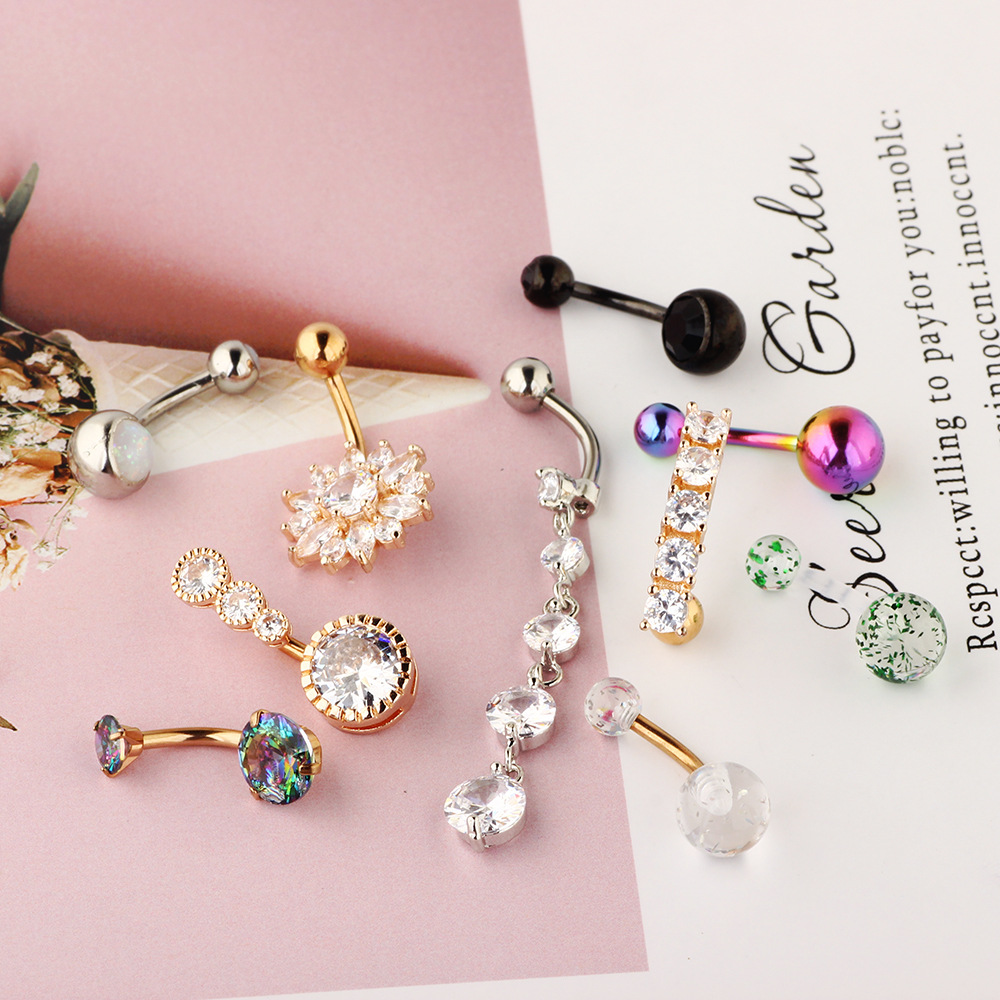 10 Piece Belly Button Ring Set Seashell Pearl Charm Dangle Umbilical Jewelry - Image 4