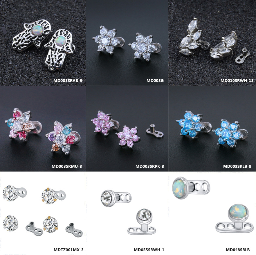 Exaggerated Geometric Zircon Skin Piercing Nail 316L Surgical Steel Body Jewelry - Image 3