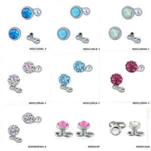 Exaggerated Geometric Zircon Skin Piercing Nail 316L Surgical Steel Body Jewelry