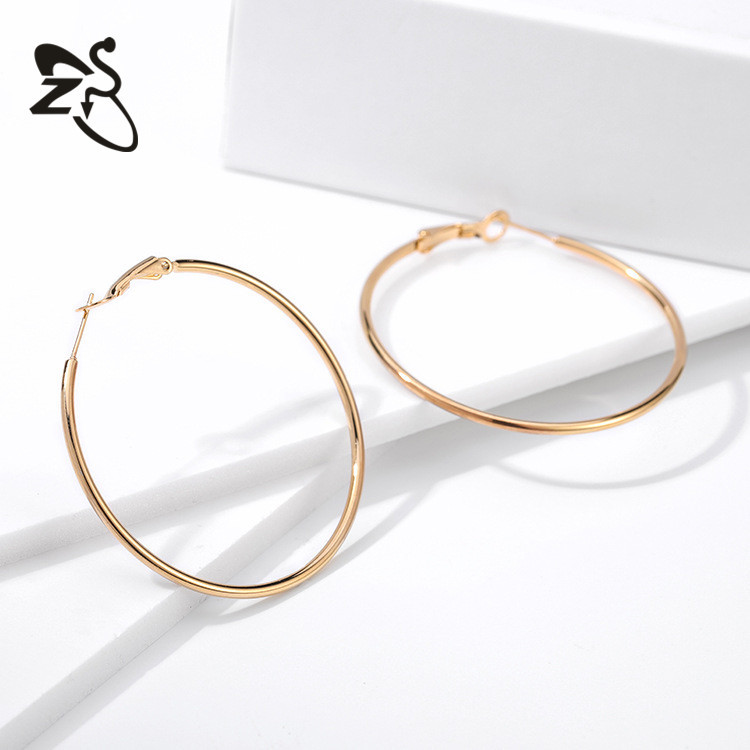 European American Elegant Face-Slimming Metal Earrings Exaggerated Large Hoop Earrings Titanium Steel Earrings Wholesale - Image 4