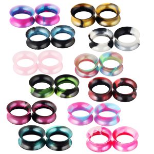 New Pearl Two-Color Thin Silicone Ear Piercing Jewelry Ear Gauges for EBAY Amazon WISH