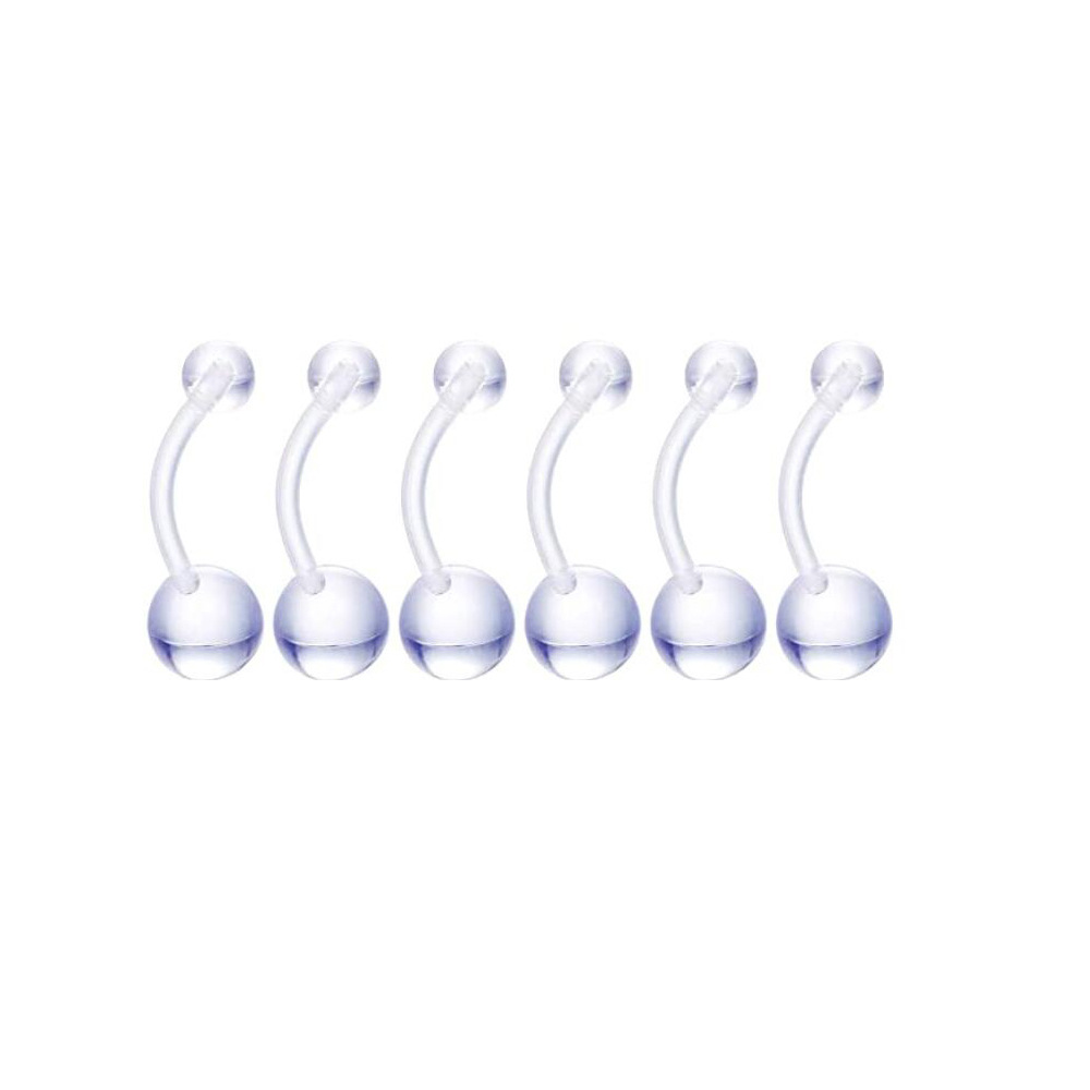 Transparent Acrylic Piercing Jewelry Set - Nose Ring, Eyebrow, Belly Button, Tongue, Lip - 6 Pieces - Image 4