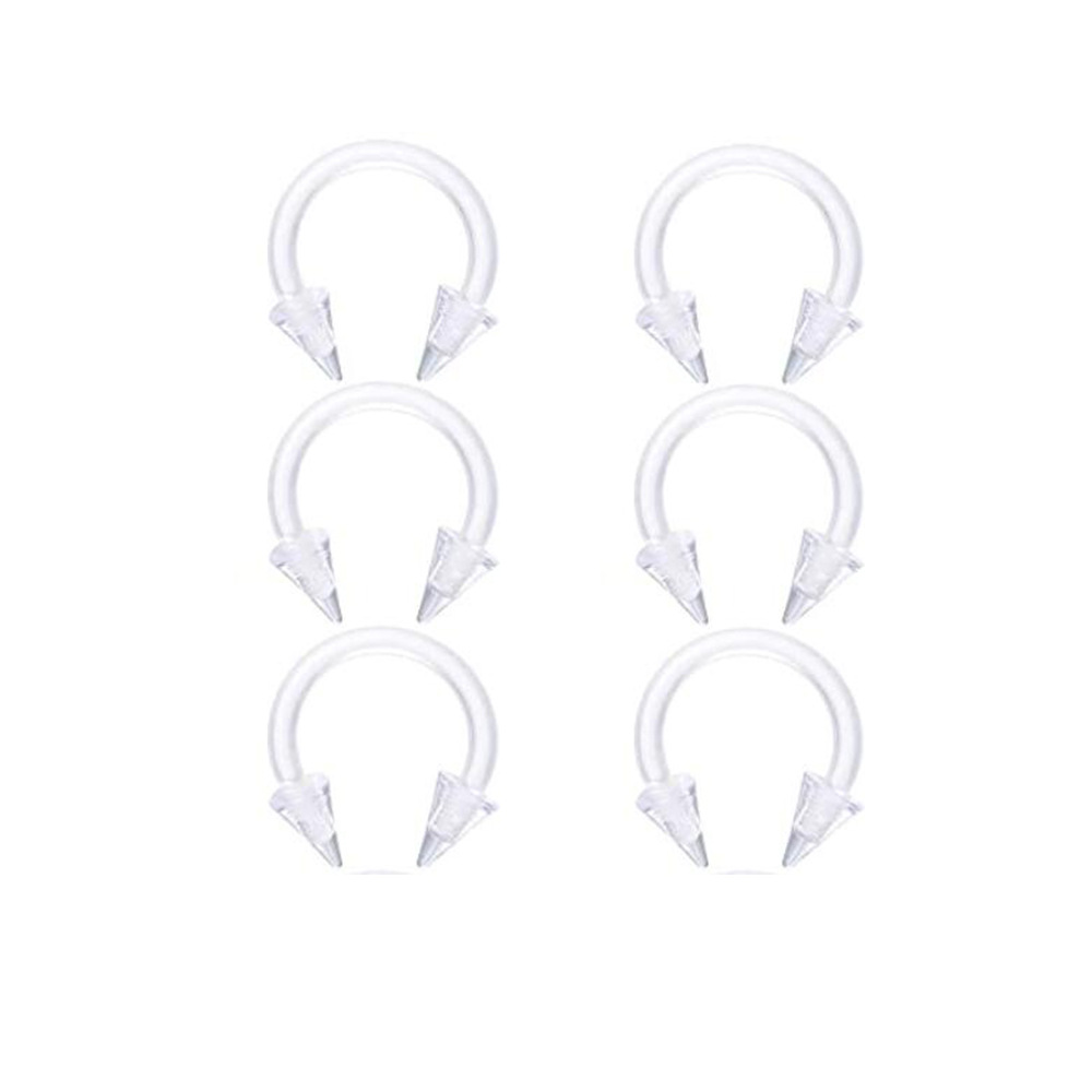 Transparent Acrylic Piercing Jewelry Set - Nose Ring, Eyebrow, Belly Button, Tongue, Lip - 6 Pieces - Image 3