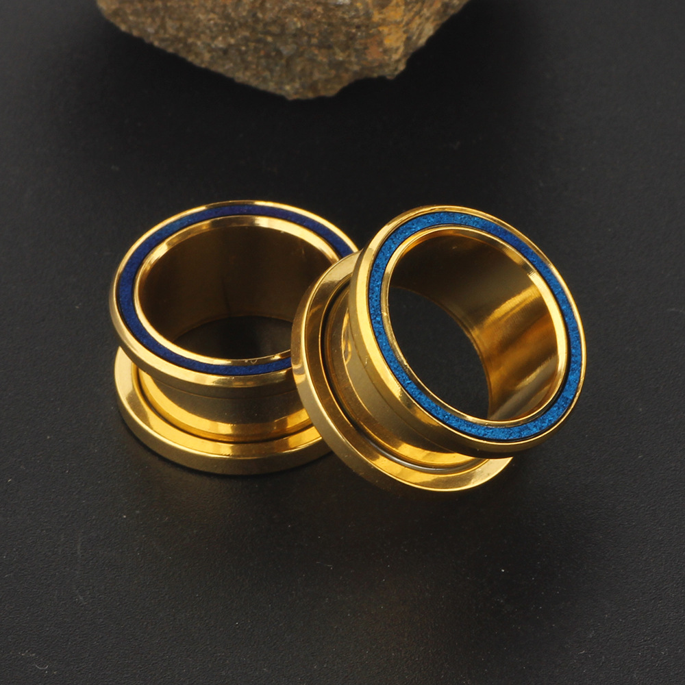 Stainless Steel Sand Pressure Ear Expander Ear Pulley Jewelry Gold 16mm Body Piercing Jewelry - Image 2