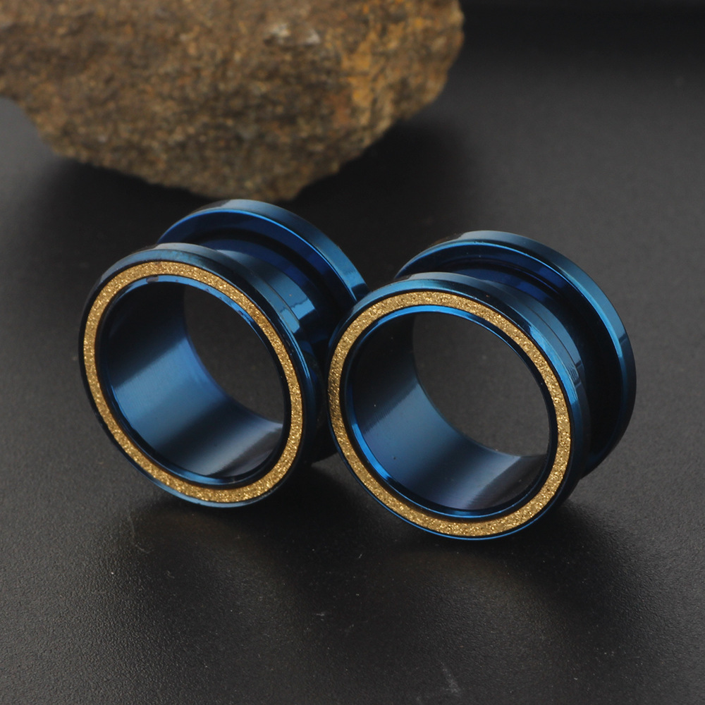 Stainless Steel Sand Pressure Ear Expander Ear Pulley Jewelry Gold 16mm Body Piercing Jewelry - Image 3