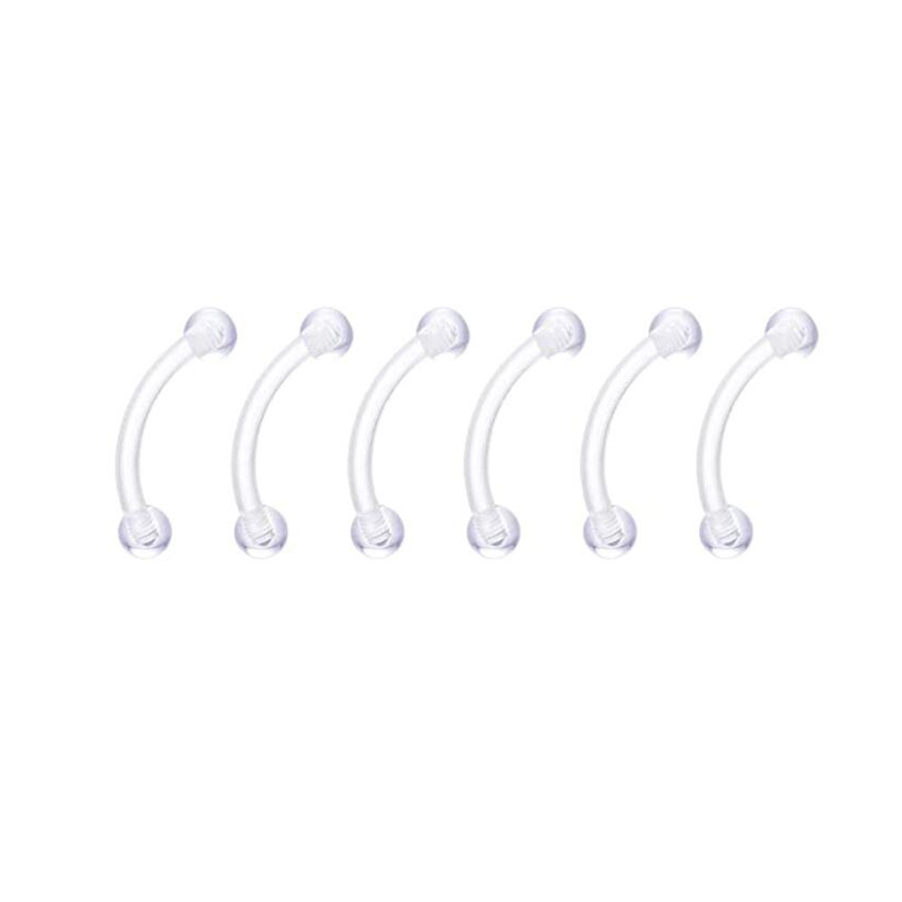 Transparent Acrylic Piercing Jewelry Set - Nose Ring, Eyebrow, Belly Button, Tongue, Lip - 6 Pieces - Image 5
