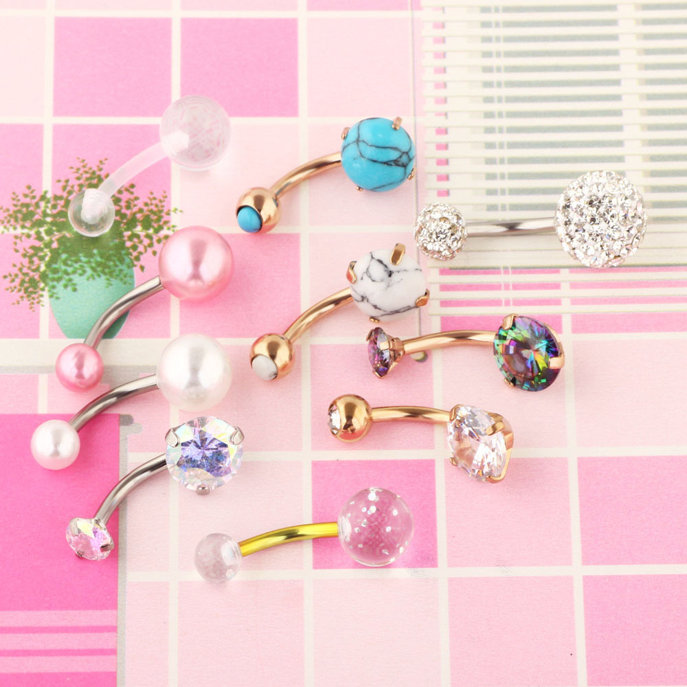 Amazon Top Seller 10-Piece Stainless Steel Zircon Silver Belly Button Ring Set Body Piercing Jewelry Wholesale - Image 4