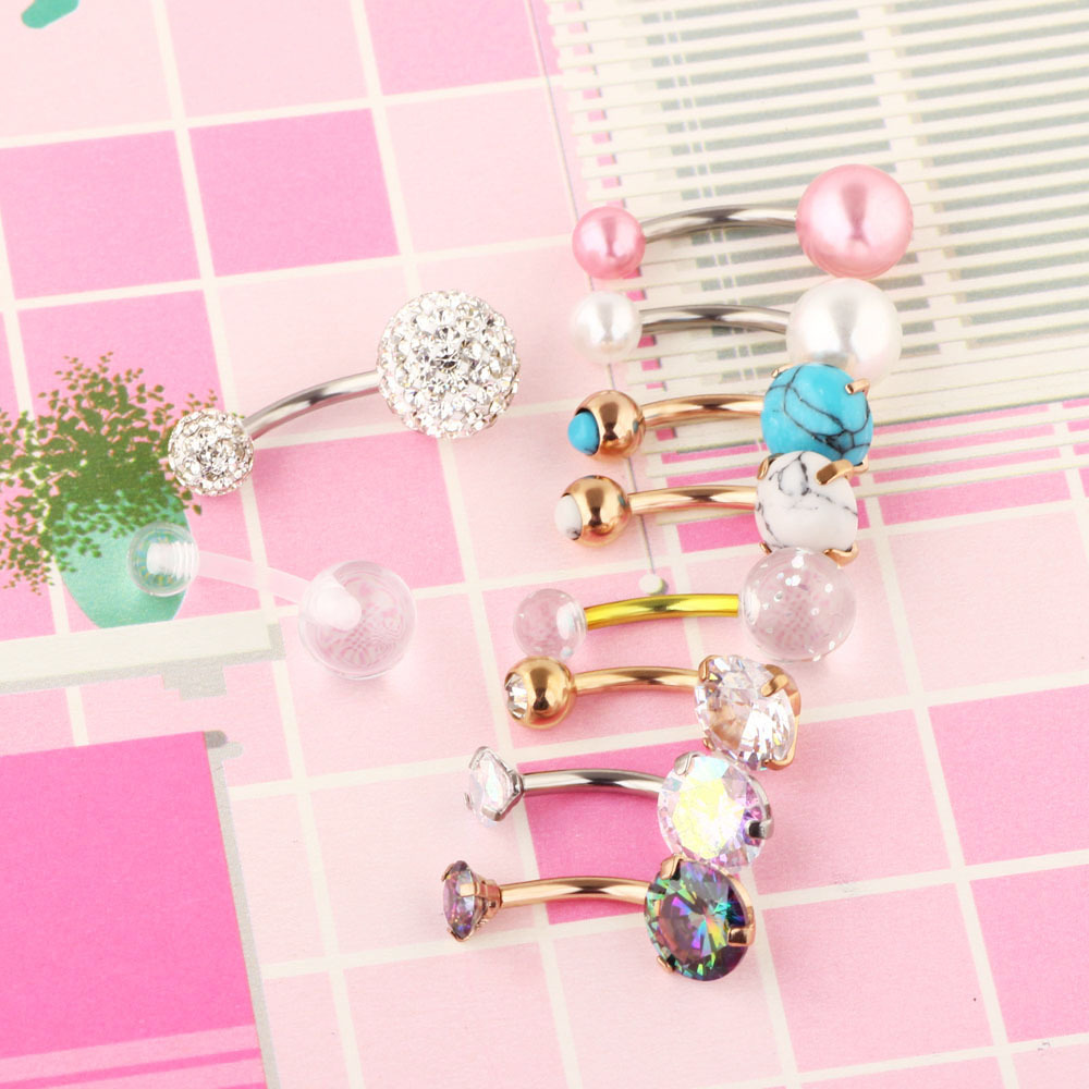 Amazon Top Seller 10-Piece Stainless Steel Zircon Silver Belly Button Ring Set Body Piercing Jewelry Wholesale - Image 5