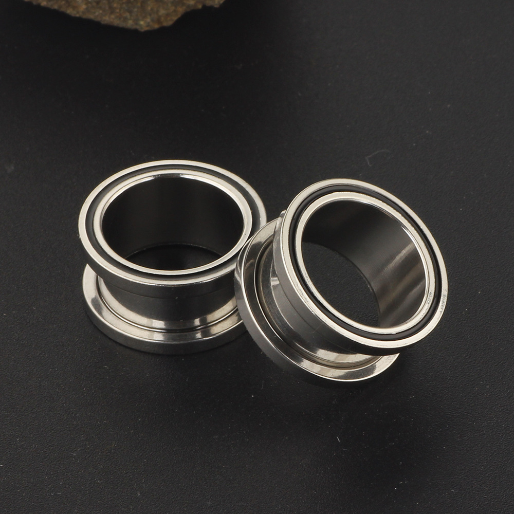 Cross-border Stainless Steel Auricle Expander Piercing Jewelry Drop PLUG TUNNELS 16mm Black - Image 4